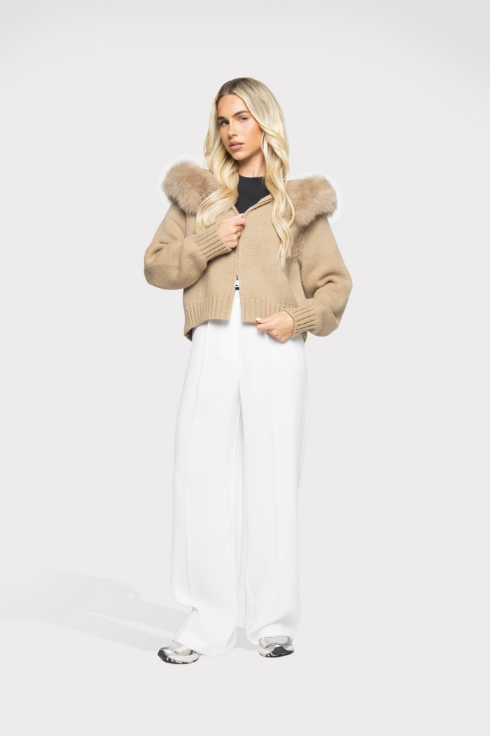 Orivienne | Chic Faux Fur Knit Cardigan
