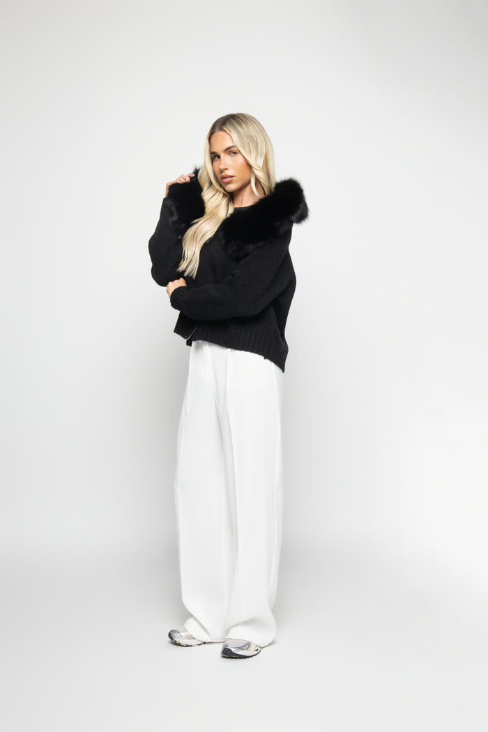 Orivienne | Chic Faux Fur Knit Cardigan
