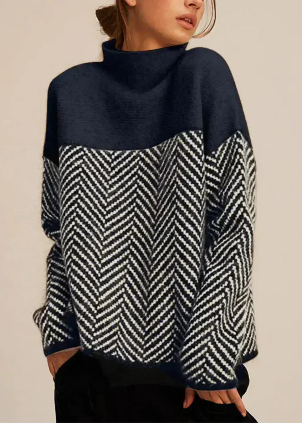 Amelisse | Chevron Turtleneck Knit Jumper