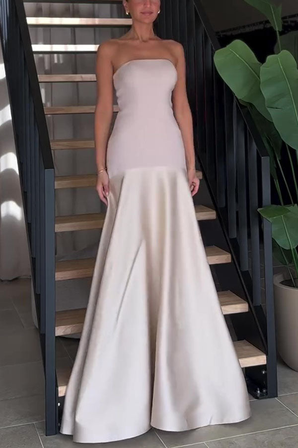 Luxe Satin Glow Strapless Maxi Gown