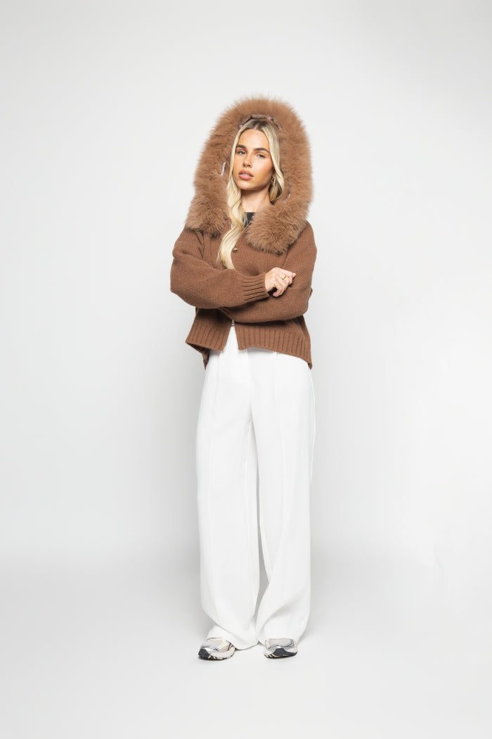 Orivienne | Chic Faux Fur Knit Cardigan