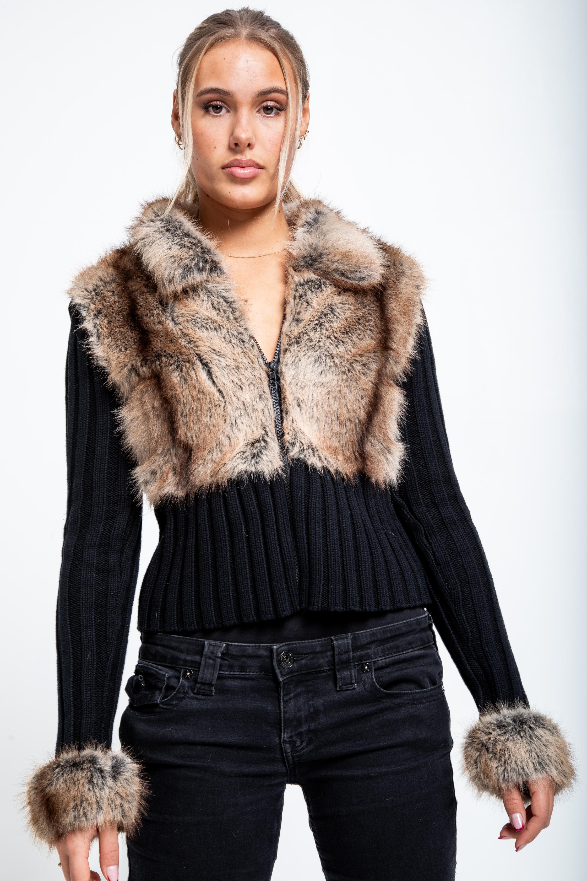 Valénne | Luxe Faux Fur Knit Cardigan