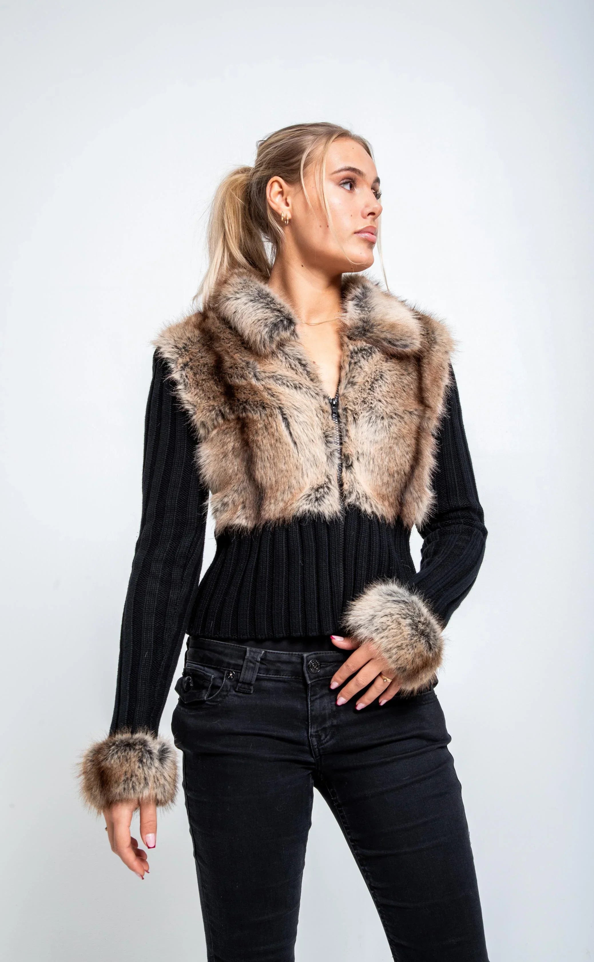 Valénne | Luxe Faux Fur Knit Cardigan