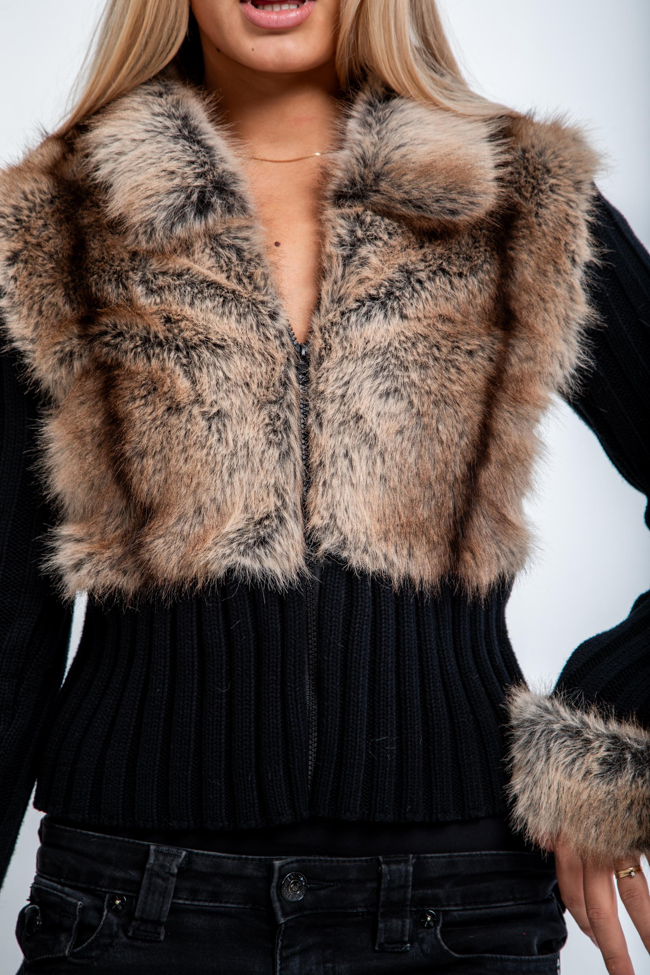 Valénne | Luxe Faux Fur Knit Cardigan