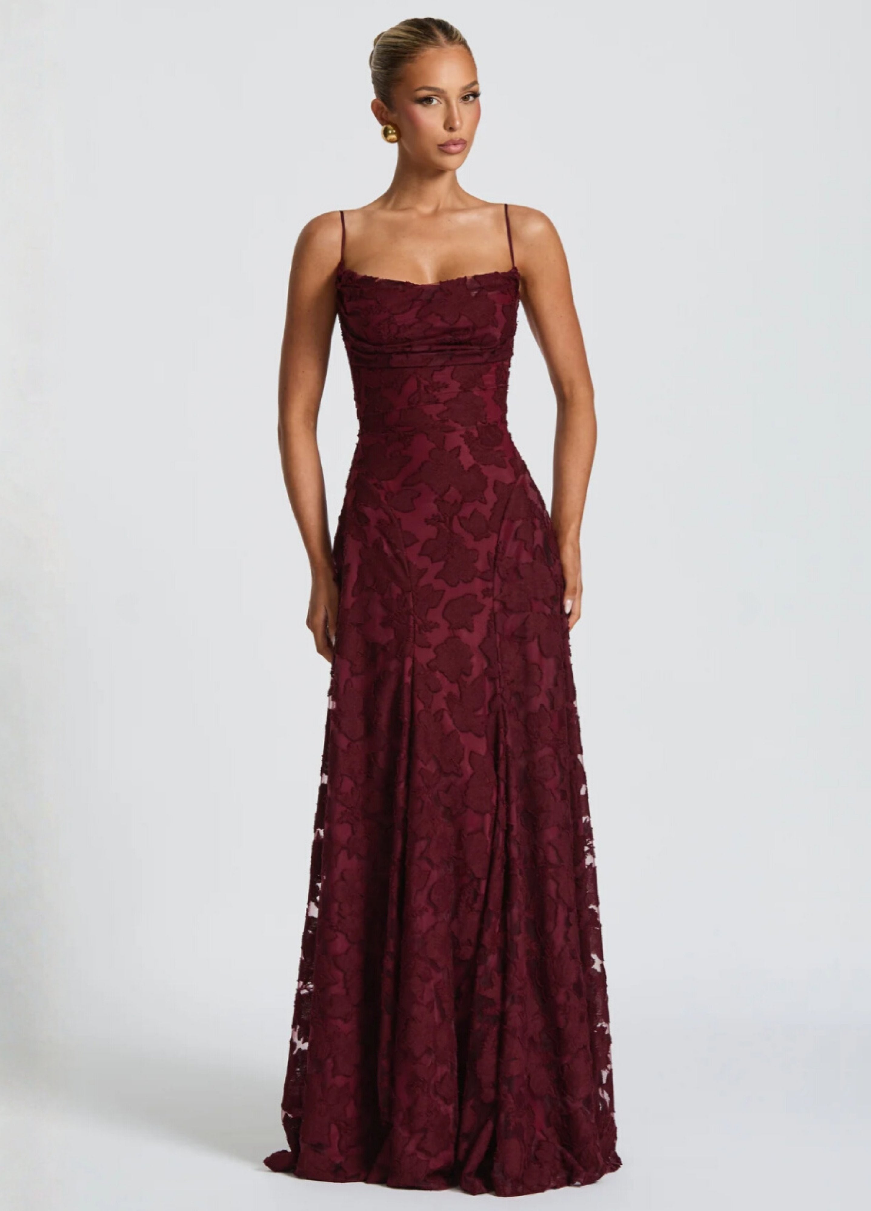 Leanne | Wine-Luxe Romantic Maxi Gown