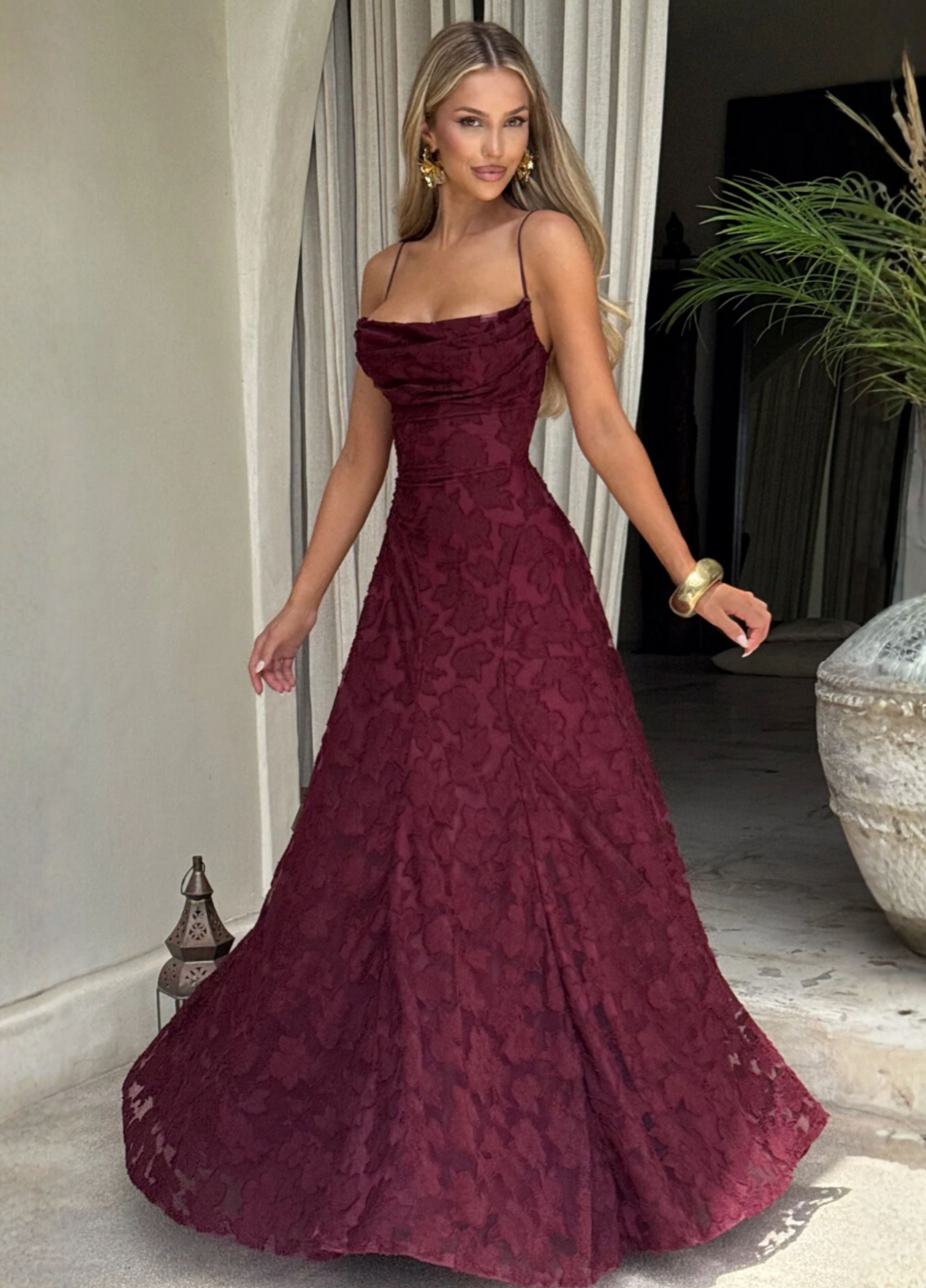 Leanne | Wine-Luxe Romantic Maxi Gown