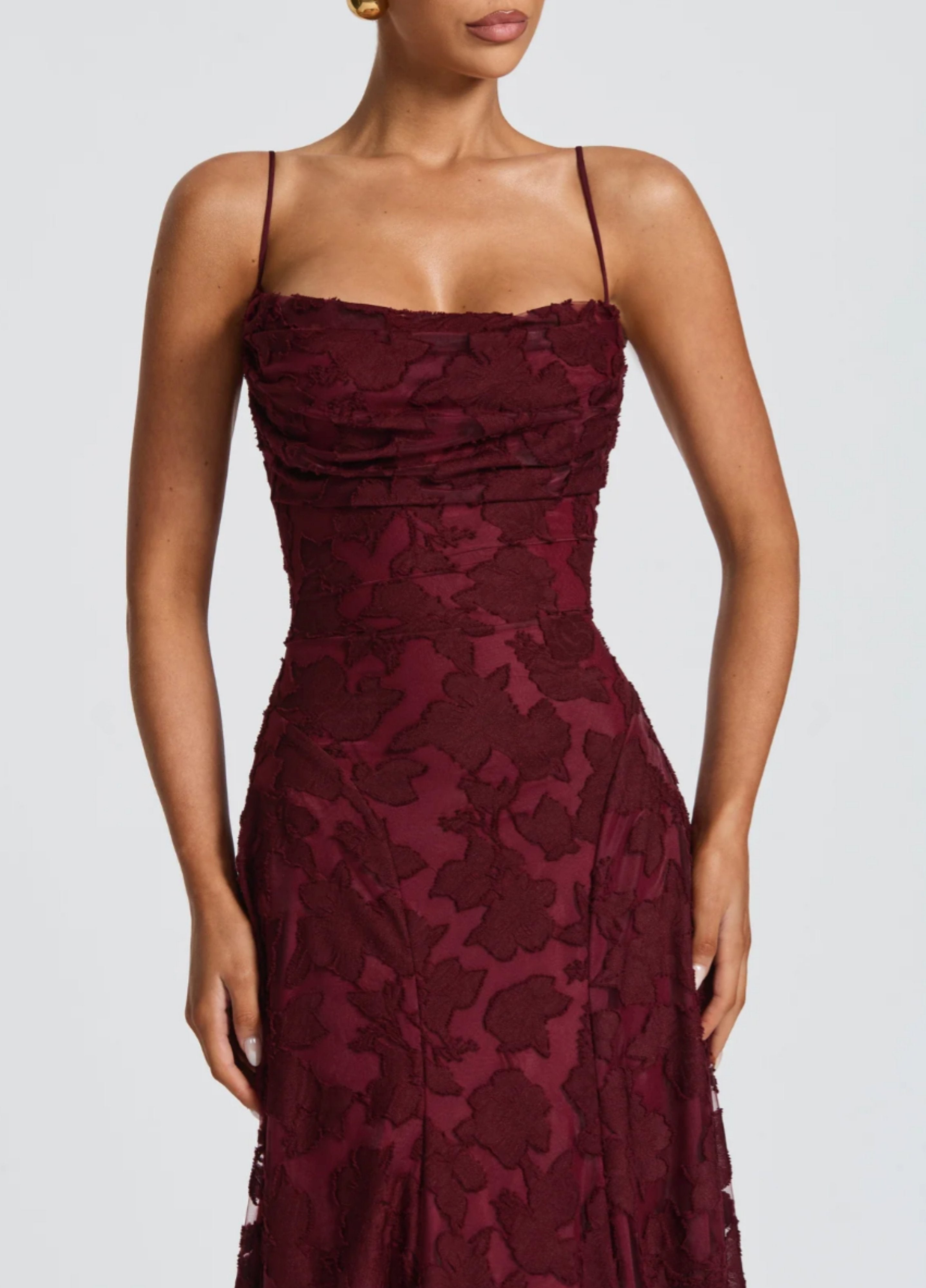 Leanne | Wine-Luxe Romantic Maxi Gown