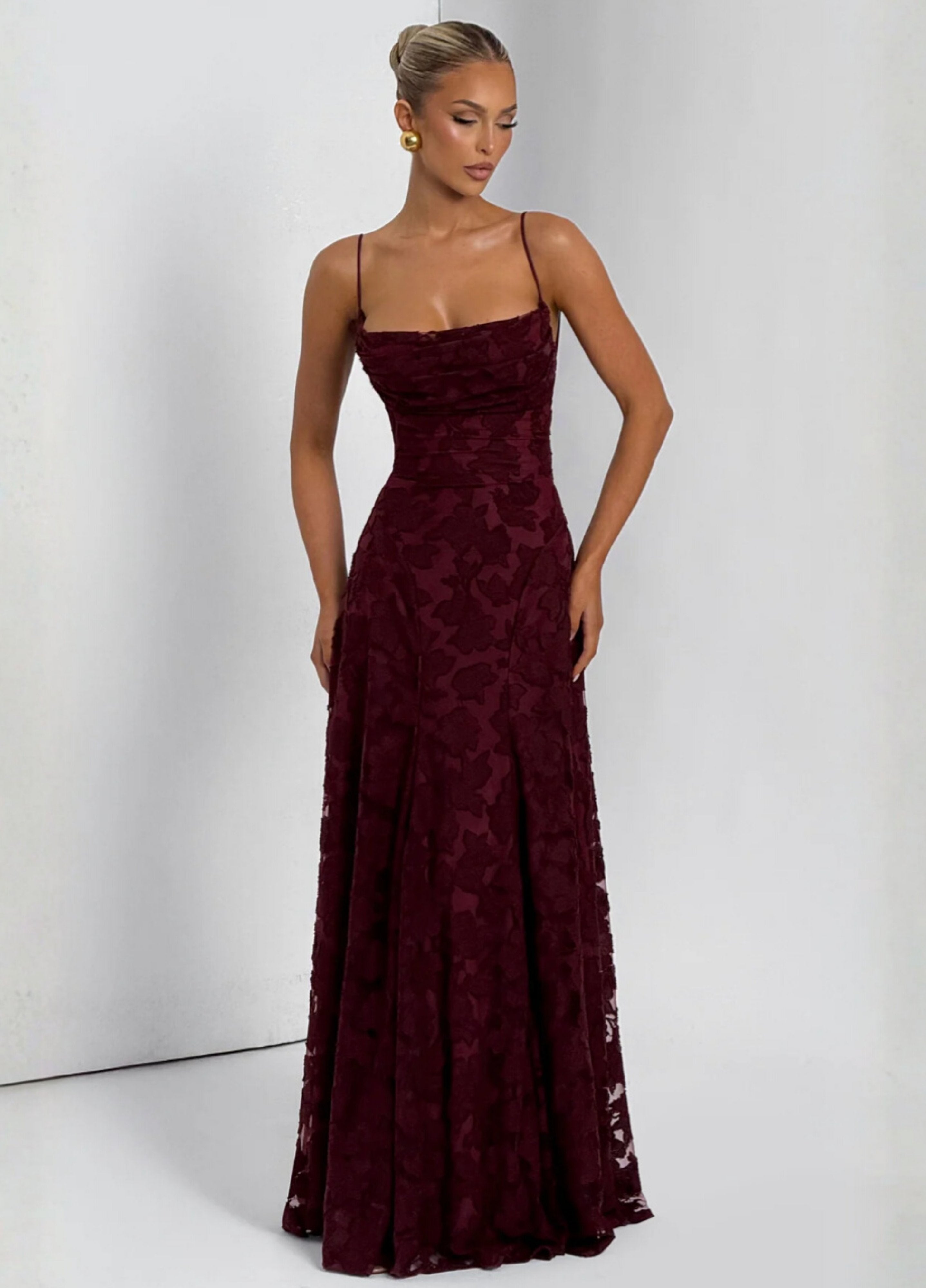 Leanne | Wine-Luxe Romantic Maxi Gown