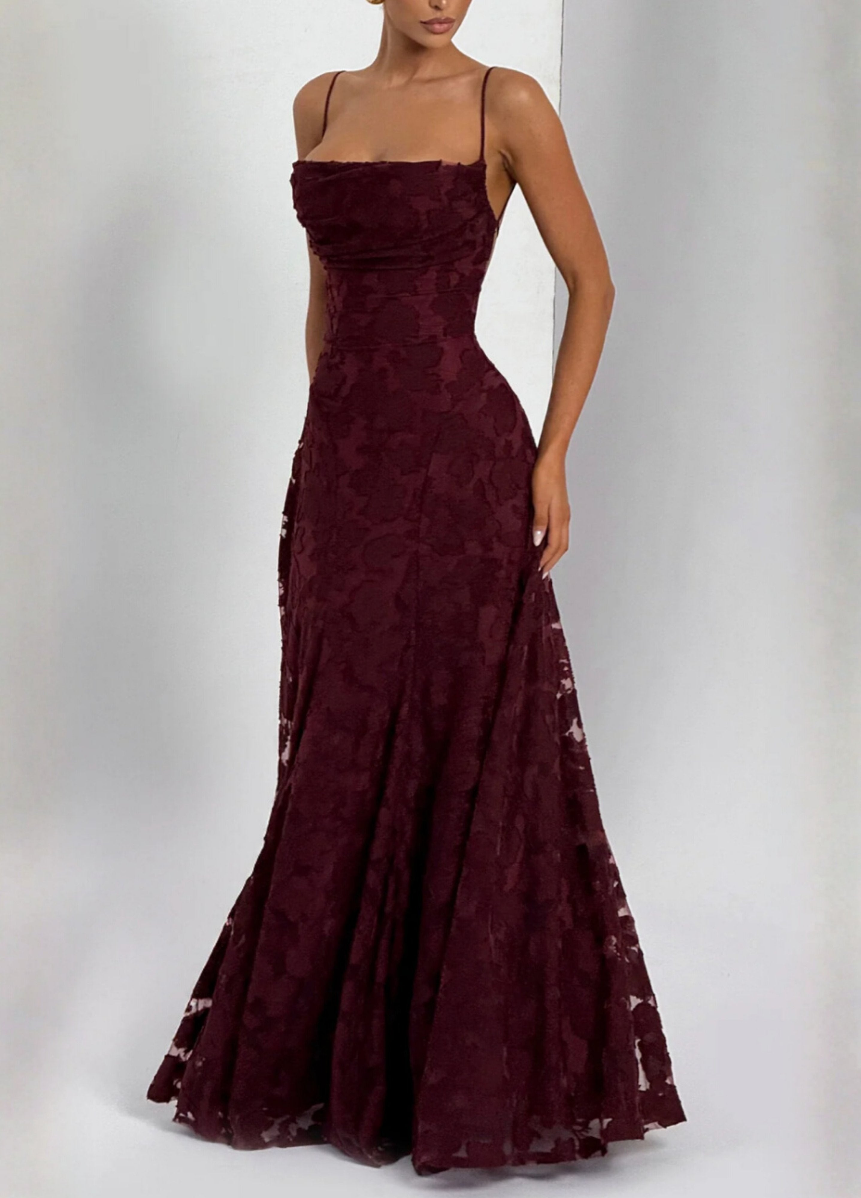 Leanne | Wine-Luxe Romantic Maxi Gown