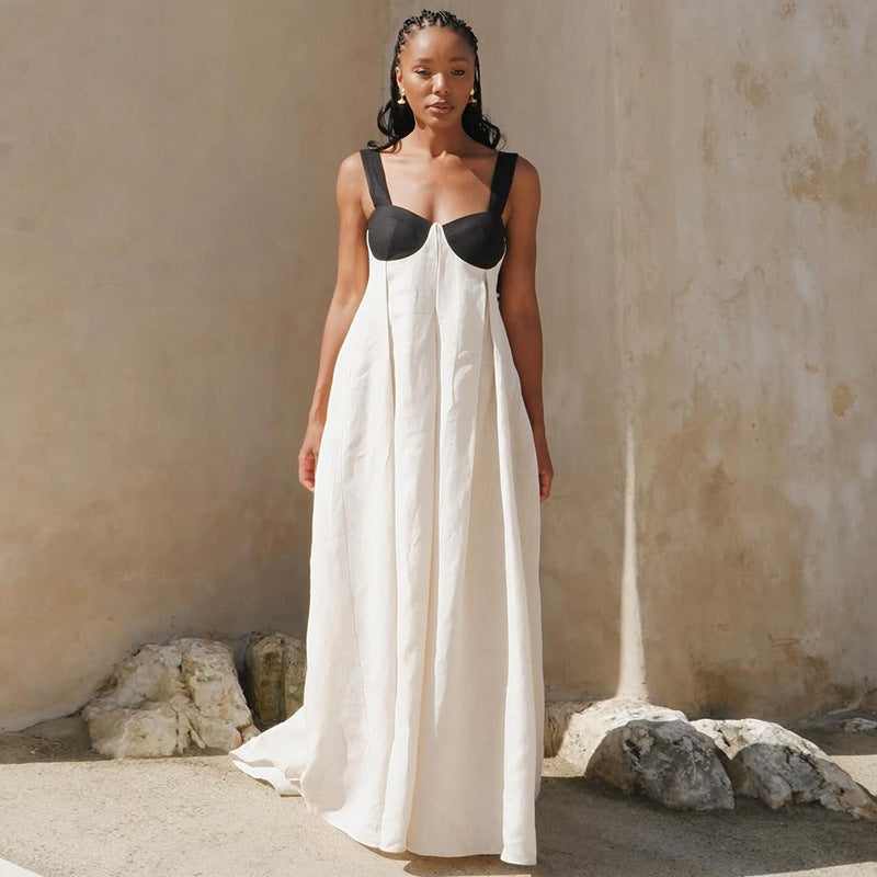 Soleil Linen Contrast Maxi Dress