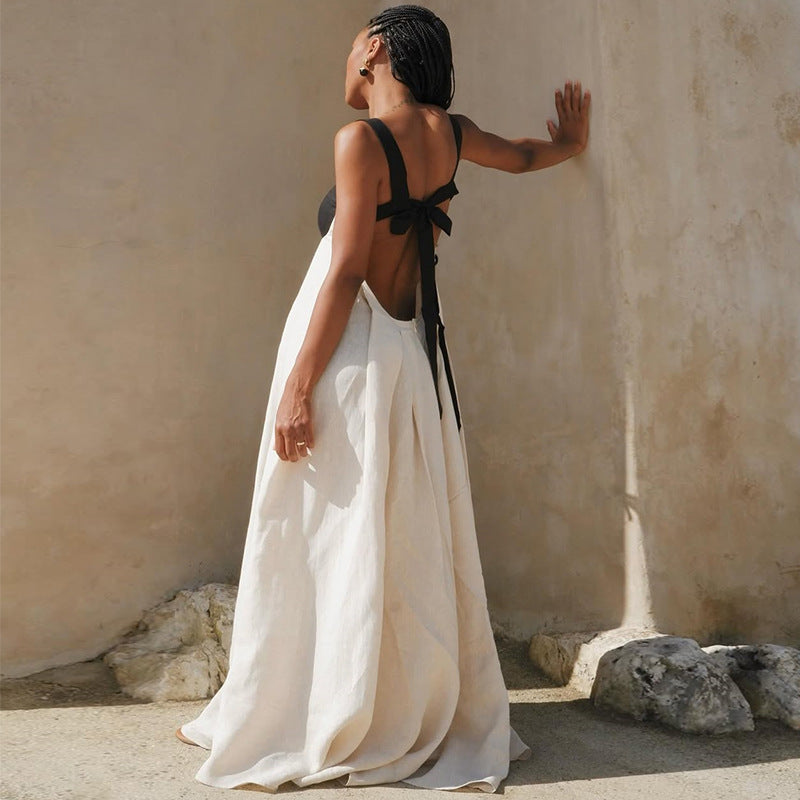 Soleil Linen Contrast Maxi Dress