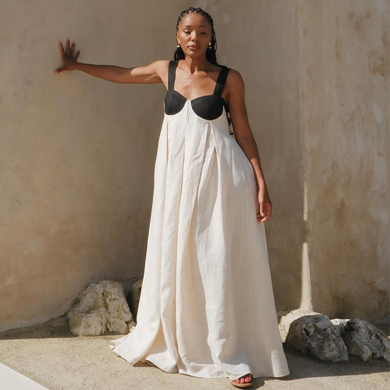 Soleil Linen Contrast Maxi Dress