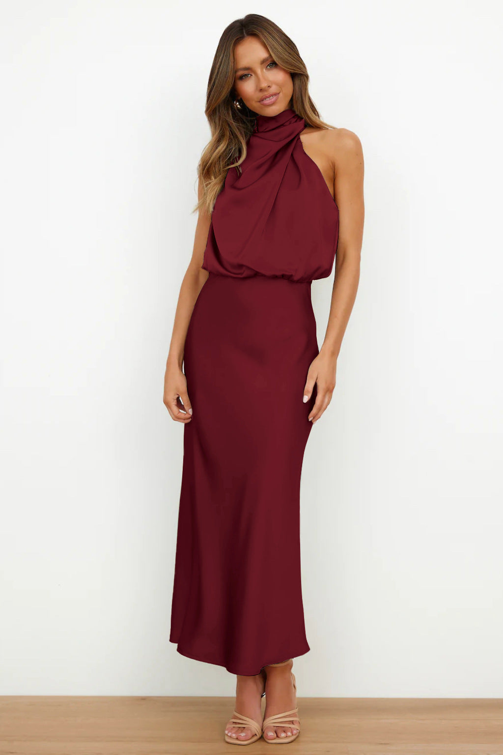 Lunara – Satin Maxi Dress with Cowl Neckline