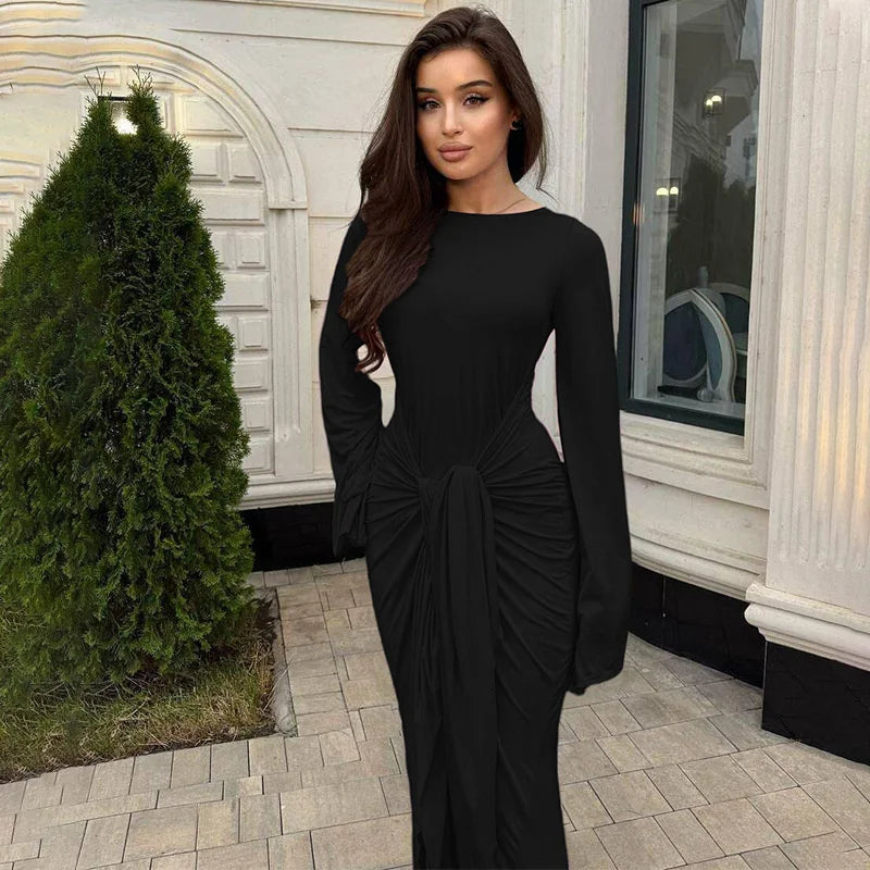 Fiorina | Draped Elegance Maxi Dress