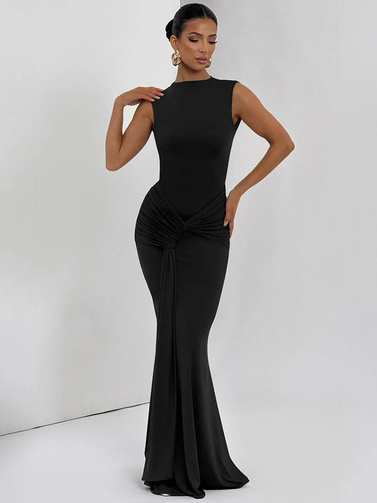 Selvya | Draped Elegance Maxi Dress
