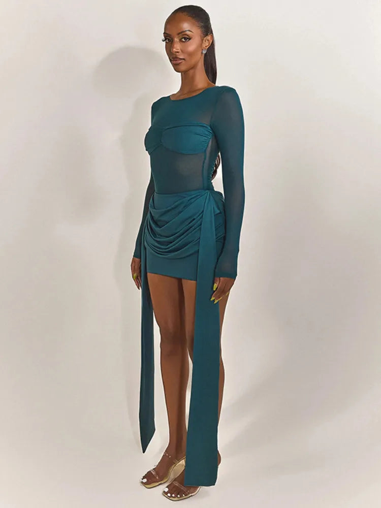 Seliora | Sheer Elegance Mini Dress