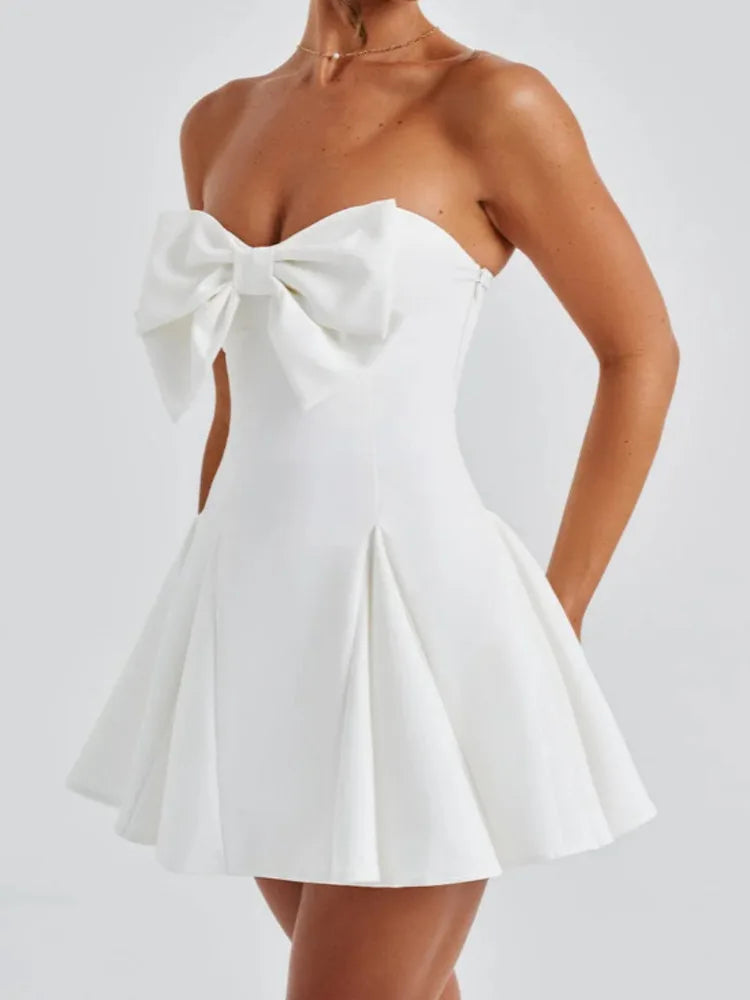 Amoria | Bow Detail Strapless Mini Dress