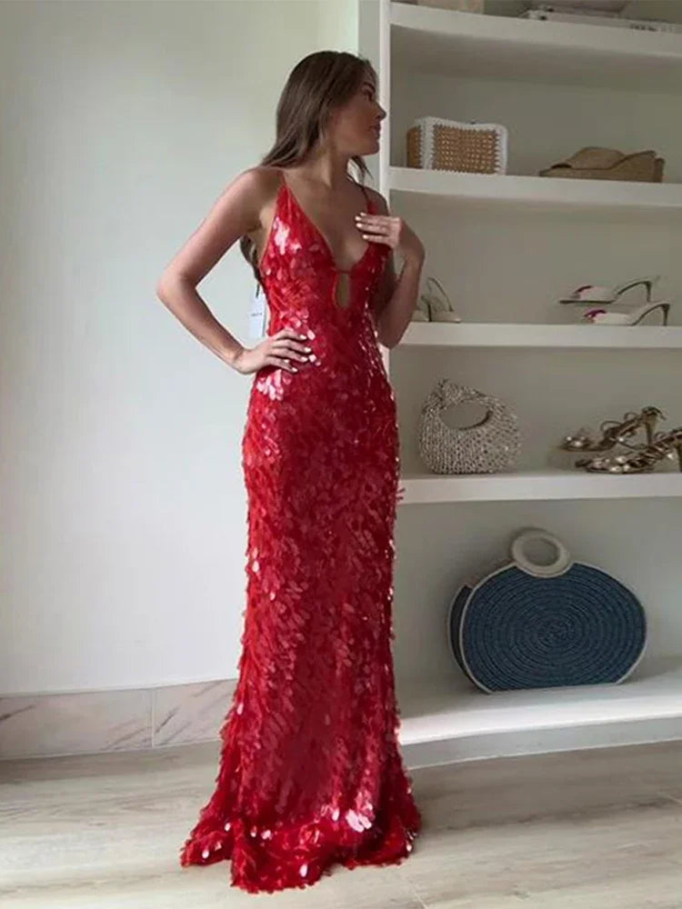 Elowen Flame Sequin Maxi Dress