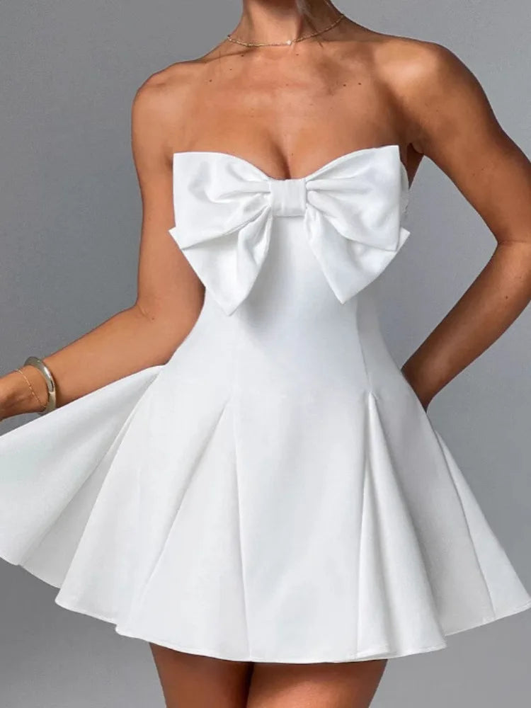 Amoria | Bow Detail Strapless Mini Dress