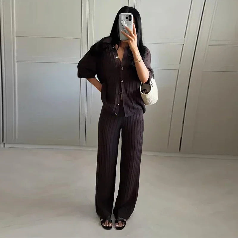 Lyselle | Chic Knit Cardigan & Trousers Set