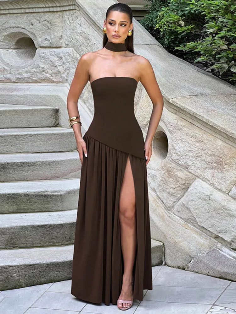 Cassienne | High-Slit Elegance Maxi Dress