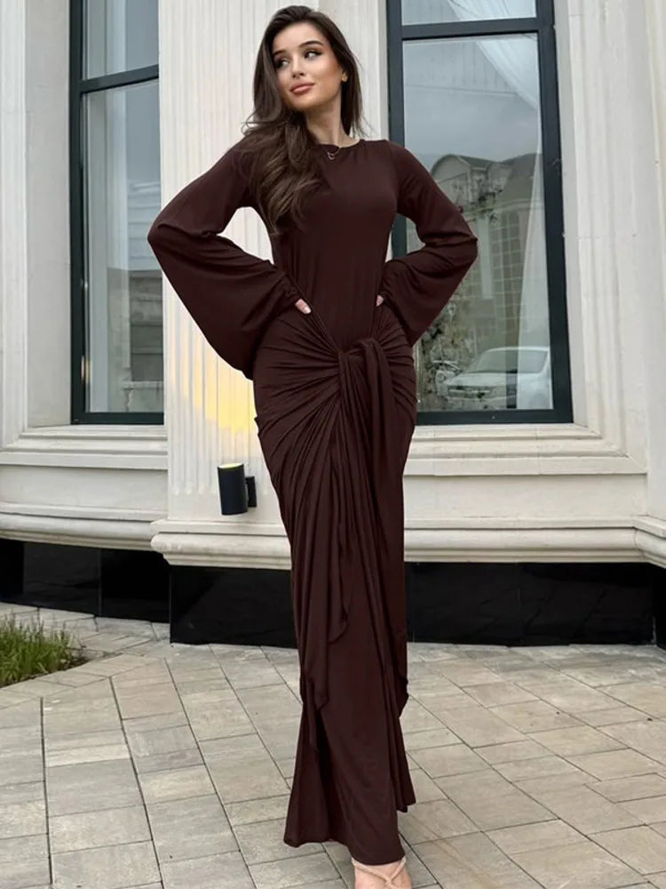 Fiorina | Draped Elegance Maxi Dress