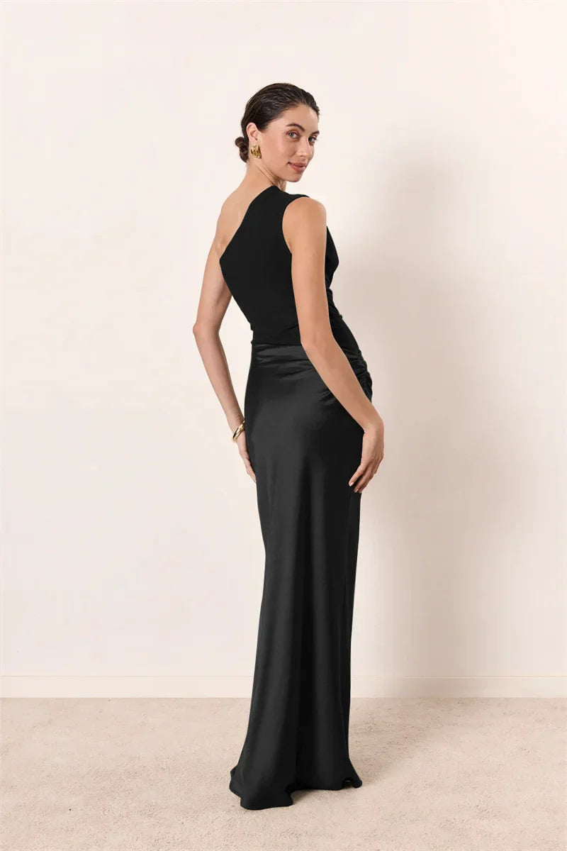 Coraline | Satin One-Shoulder Maxi Dress