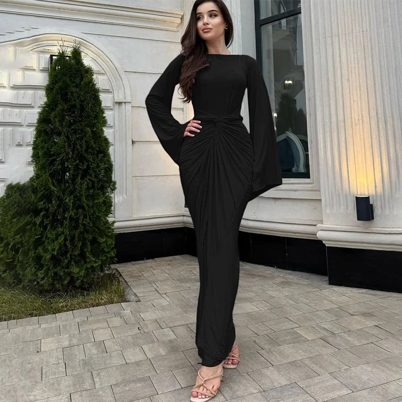 Fiorina | Draped Elegance Maxi Dress