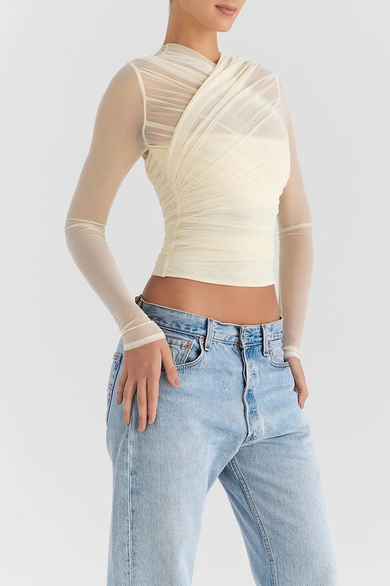 Althira | Sheer Mesh Long Sleeve Elegance Top