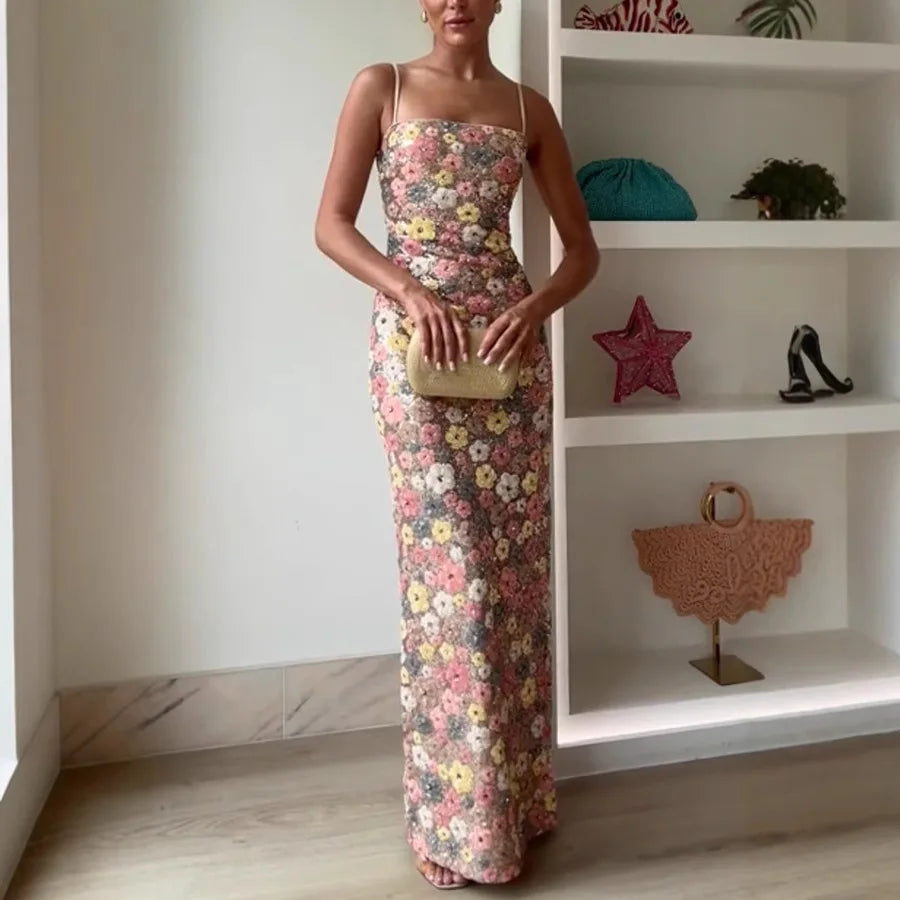 Blossom Sequin Slip Maxi Dress