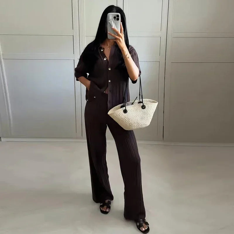 Lyselle | Chic Knit Cardigan & Trousers Set