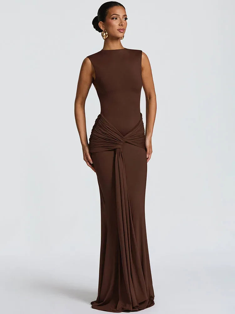 Selvya | Draped Elegance Maxi Dress