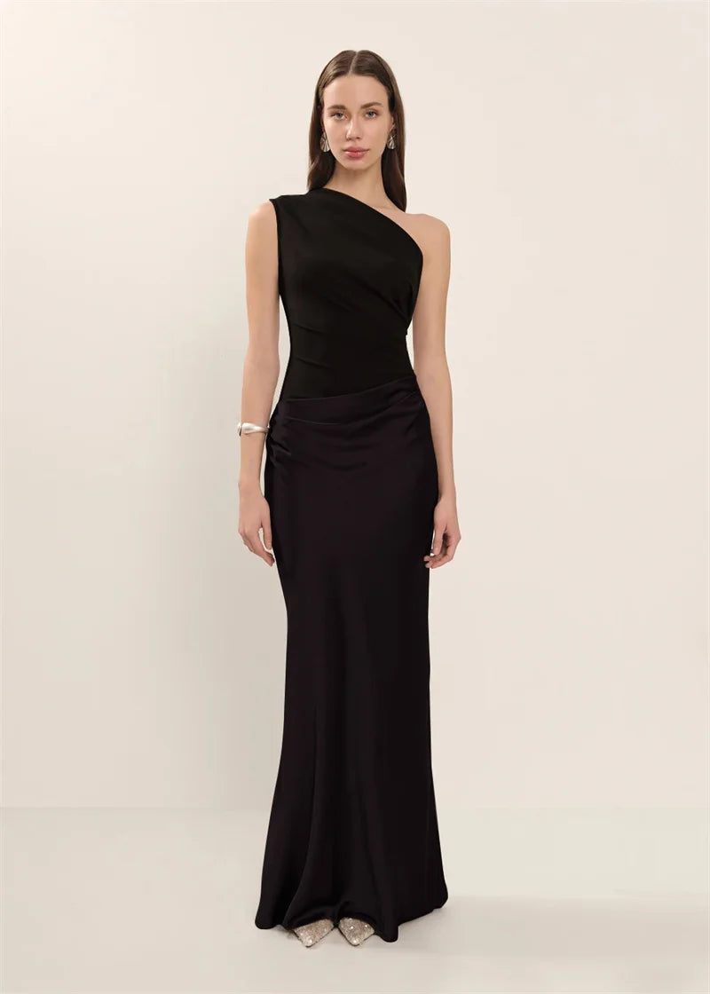Coraline | Satin One-Shoulder Maxi Dress