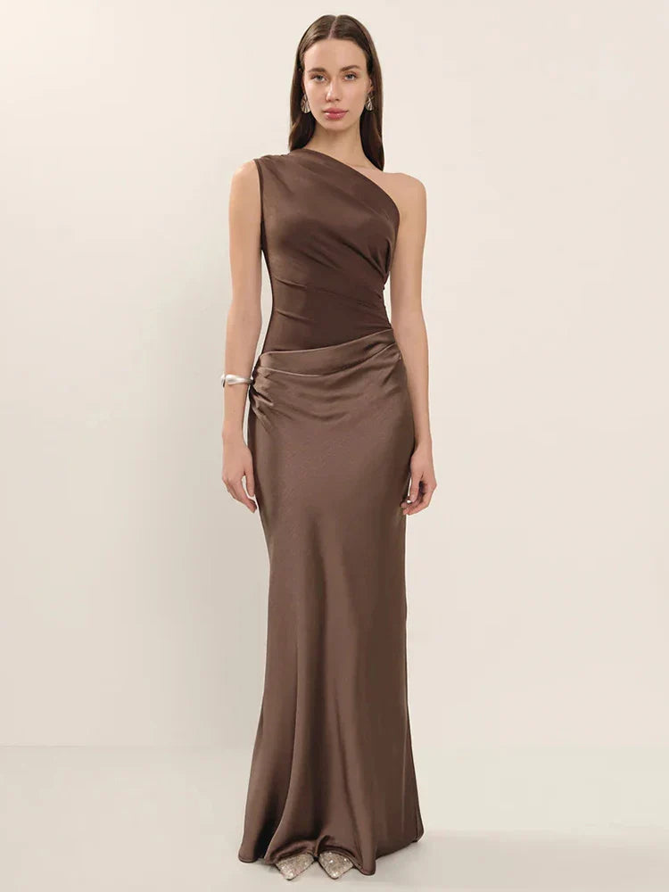 Coraline | Satin One-Shoulder Maxi Dress