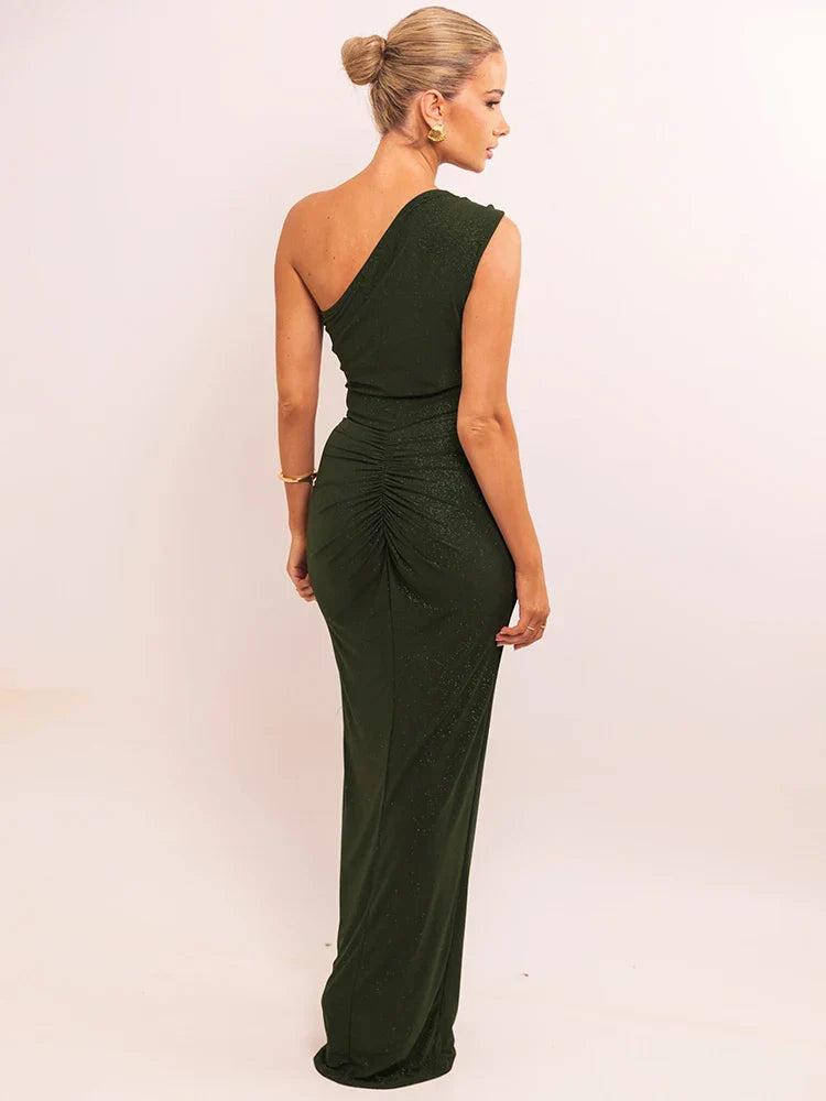 Elara | One-Shoulder Ruched Maxi Dress