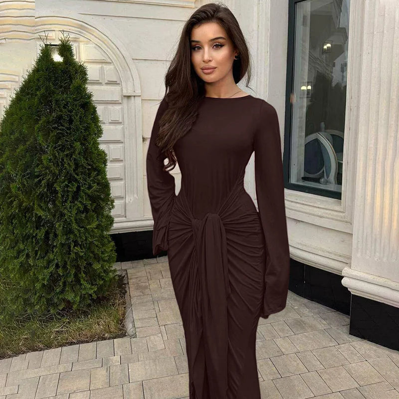 Fiorina | Draped Elegance Maxi Dress