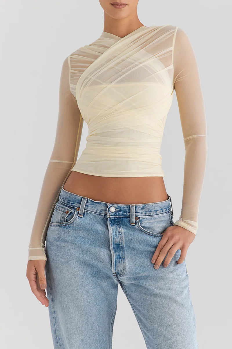 Althira | Sheer Mesh Long Sleeve Elegance Top