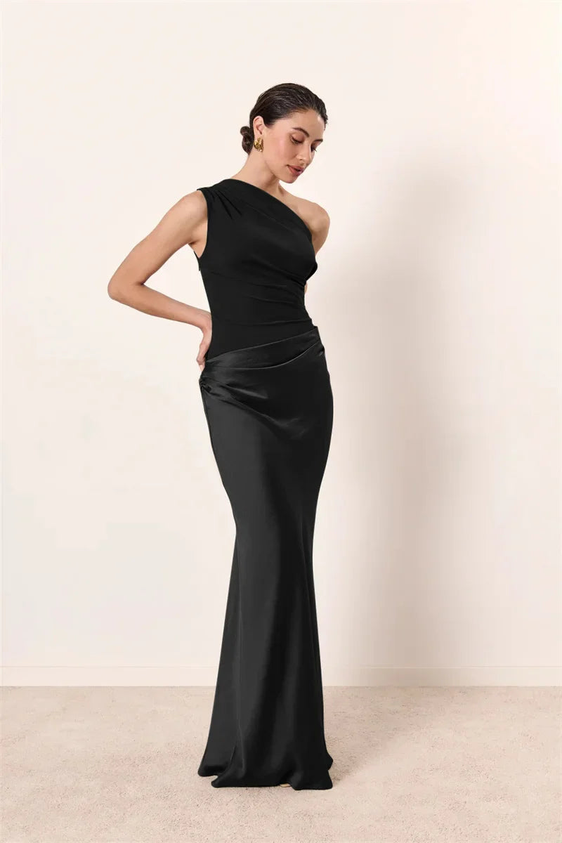 Coraline | Satin One-Shoulder Maxi Dress
