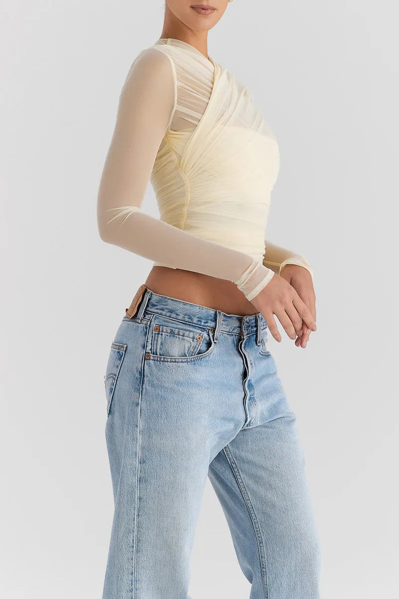 Althira | Sheer Mesh Long Sleeve Elegance Top