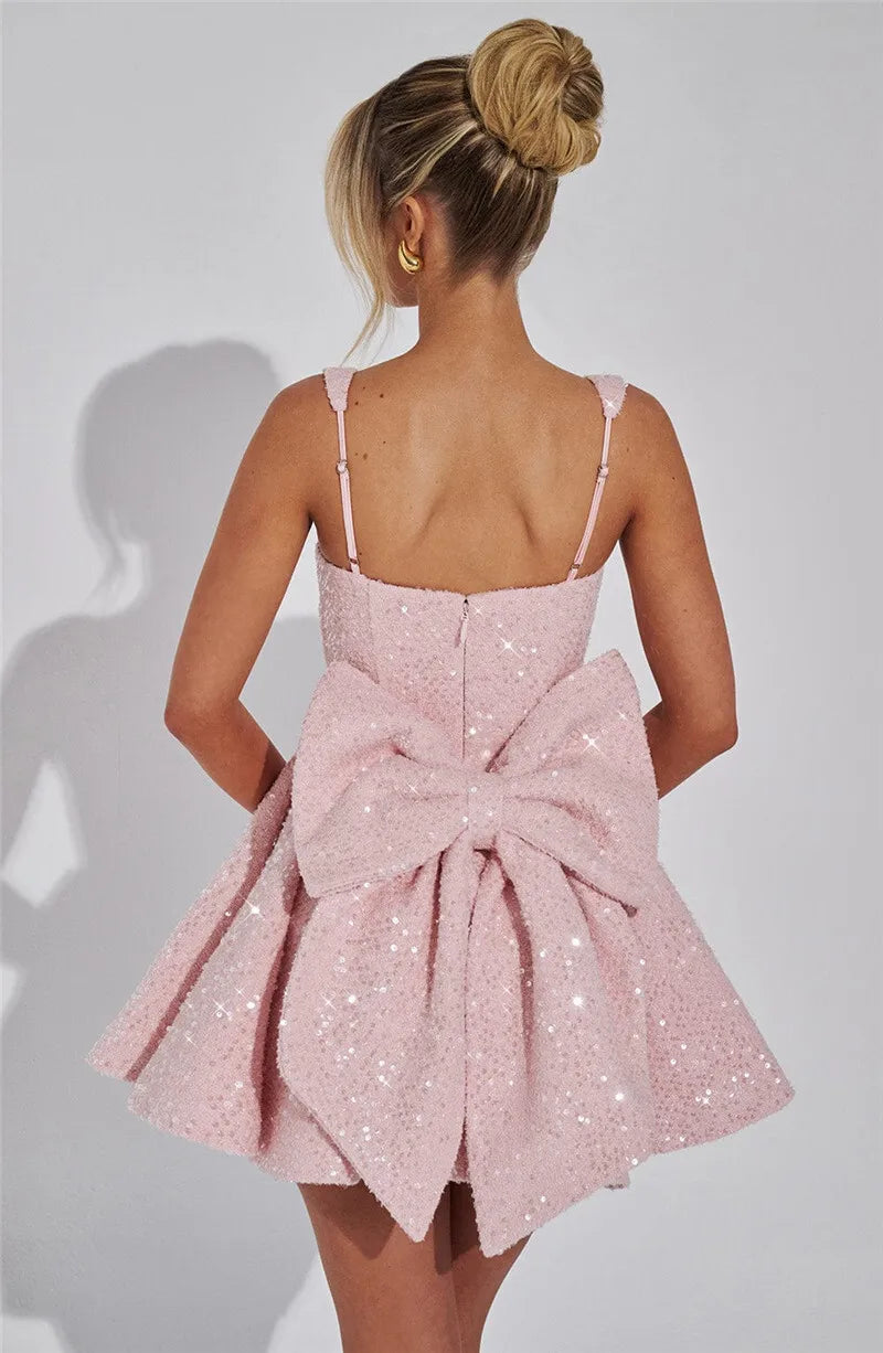 Novaria | Sequin Bow A-Line Mini Dress