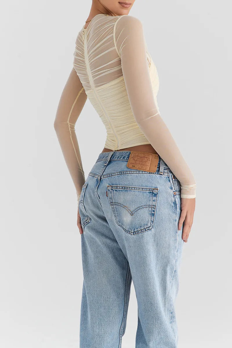 Althira | Sheer Mesh Long Sleeve Elegance Top