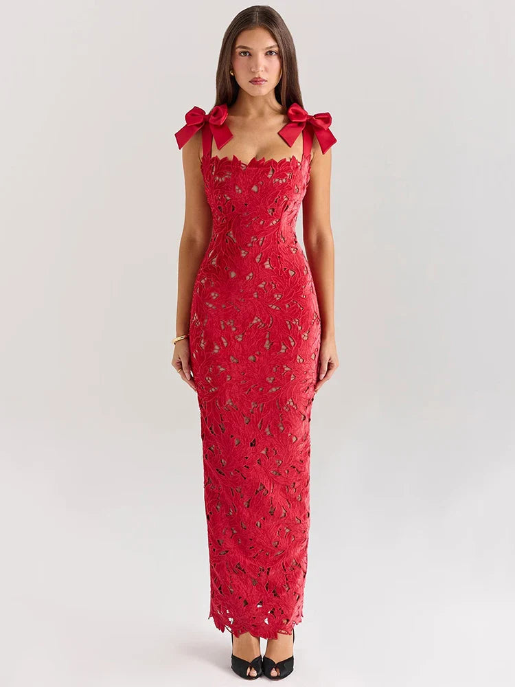 Ismara | Bow Lace Elegance Maxi Dress