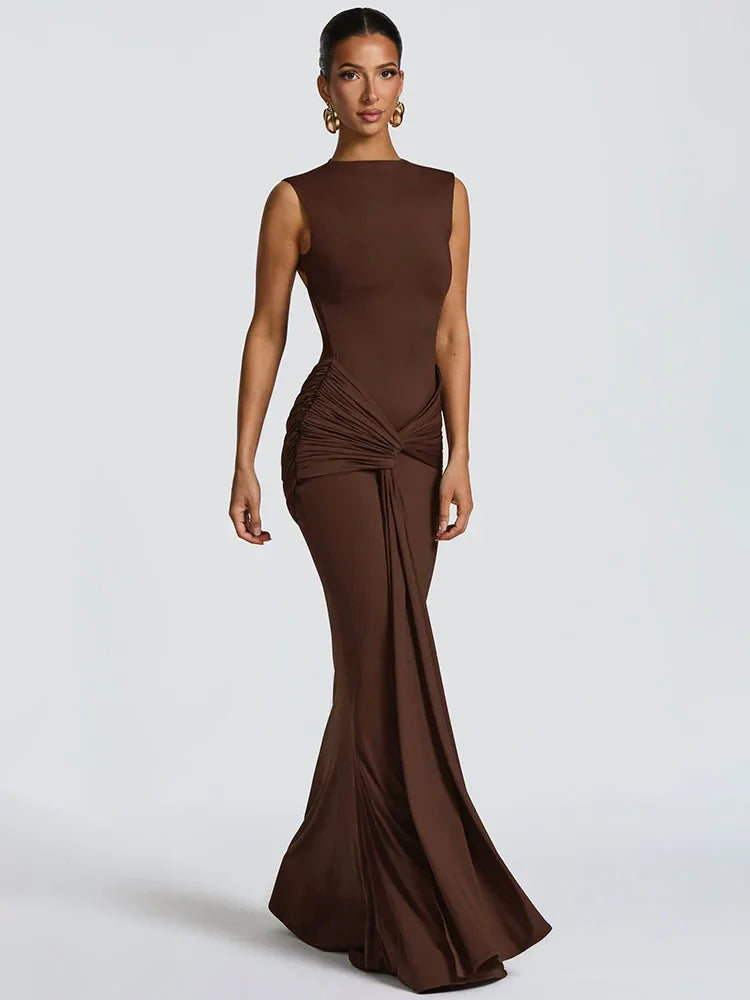Selvya | Draped Elegance Maxi Dress