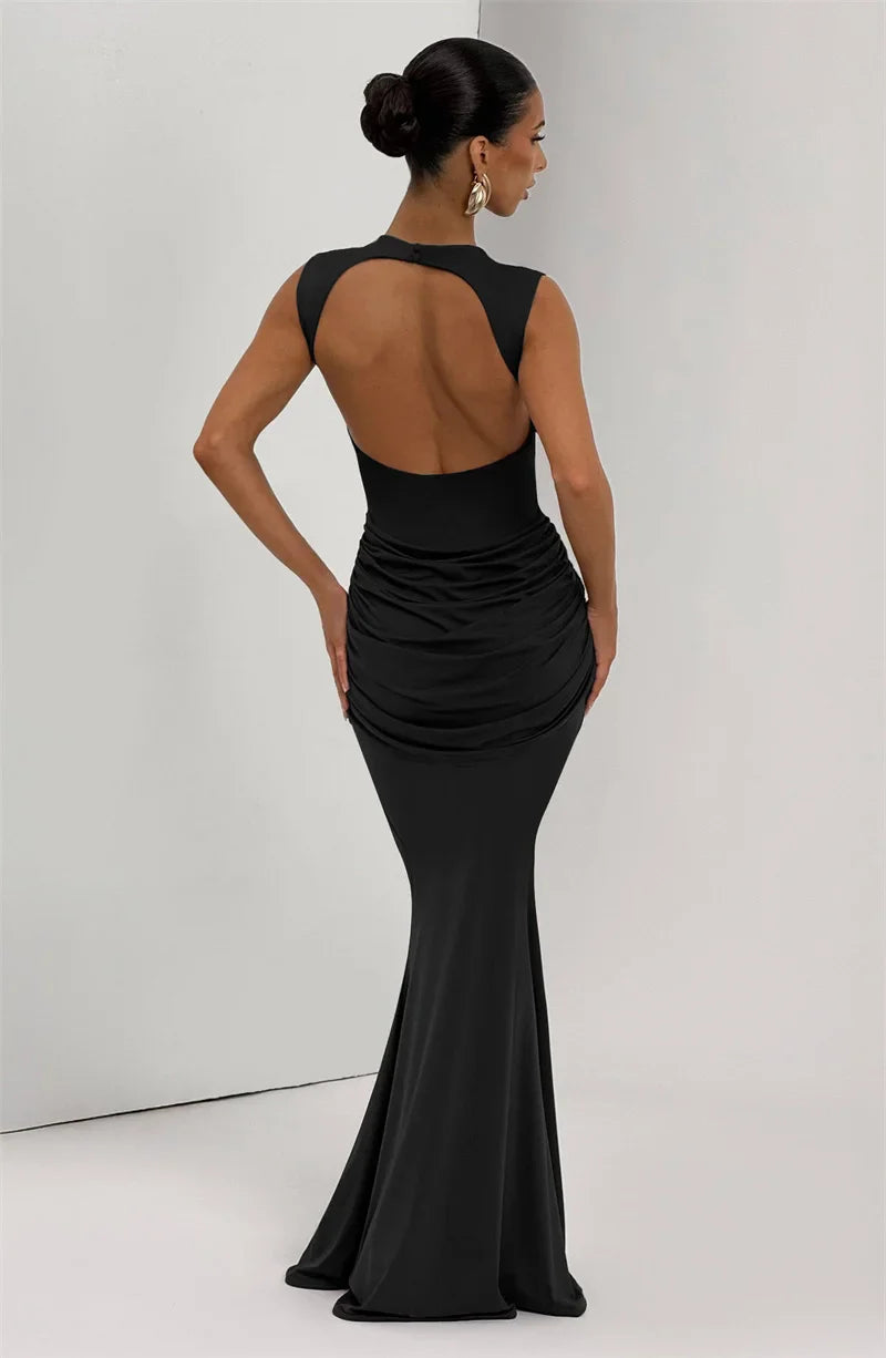 Selvya | Draped Elegance Maxi Dress