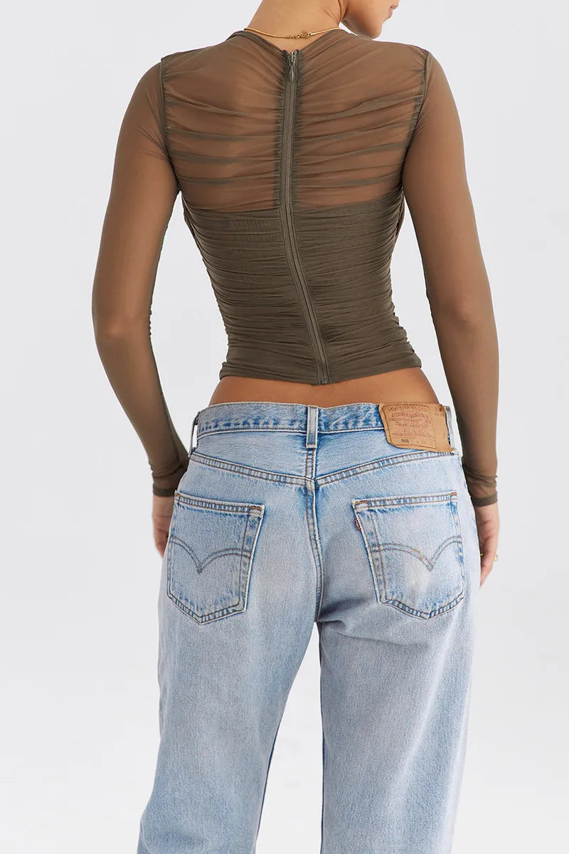 Althira | Sheer Mesh Long Sleeve Elegance Top