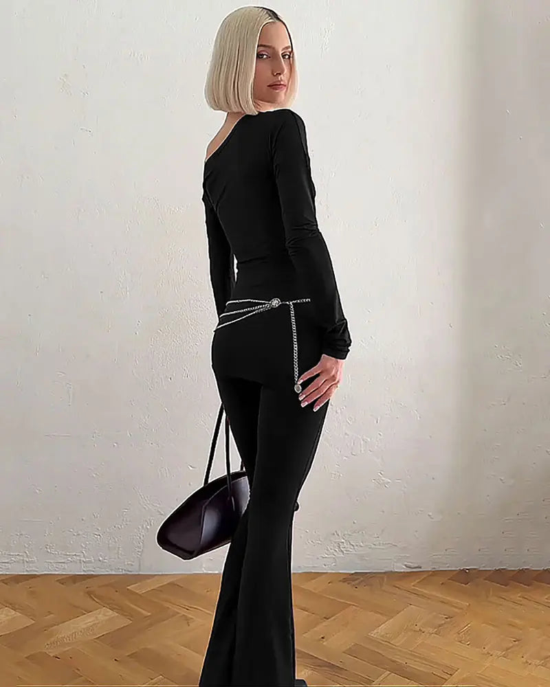 Lianora | Chic Two-Piece Flared Pant Set