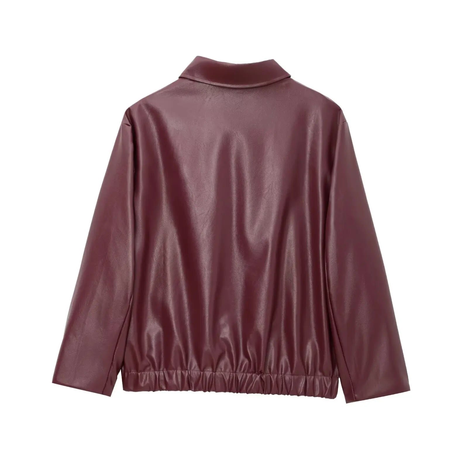 Solandra | Luxe Wine Faux Leather Jacket