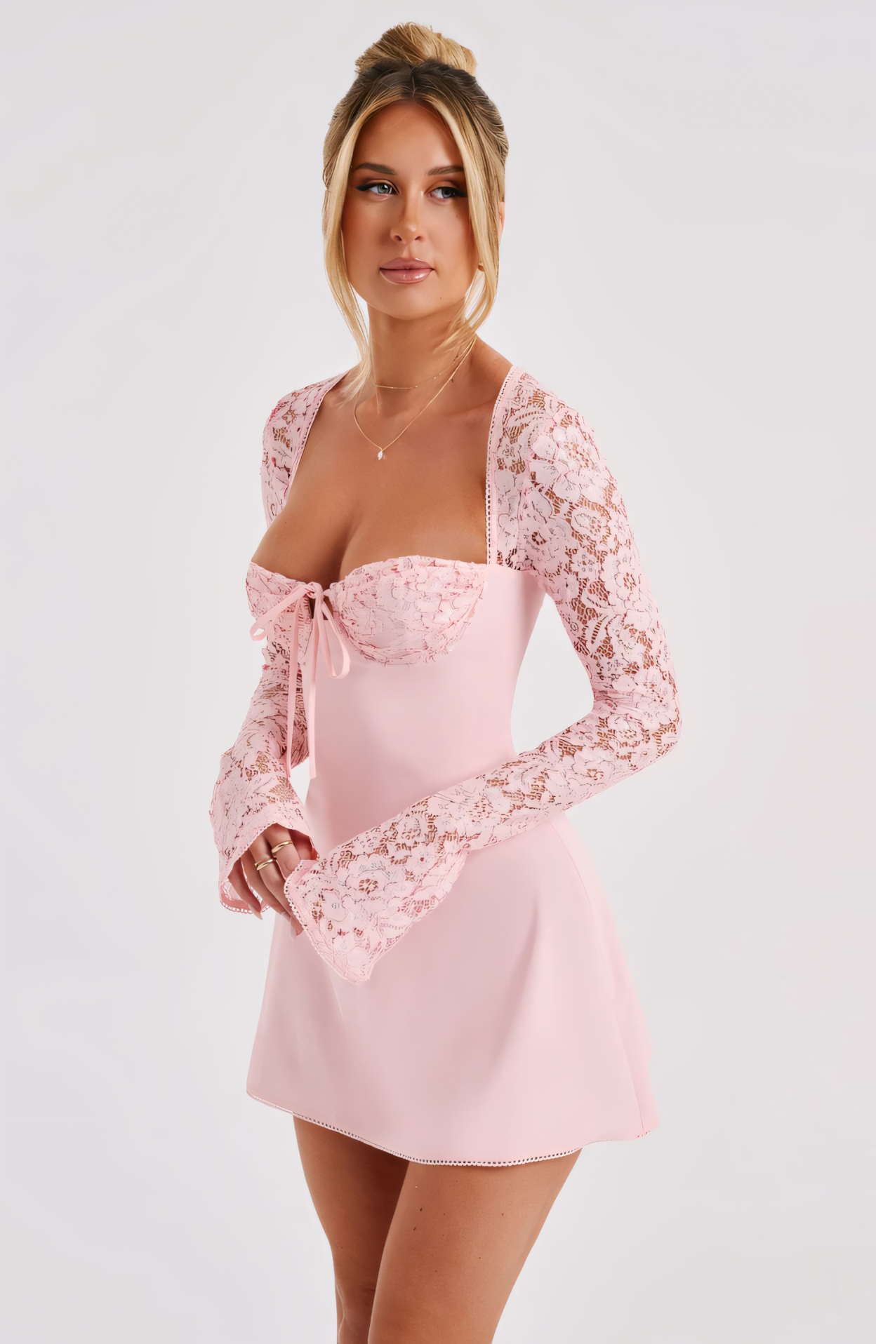 Estavelle | Lace Long-Sleeve Mini Dress