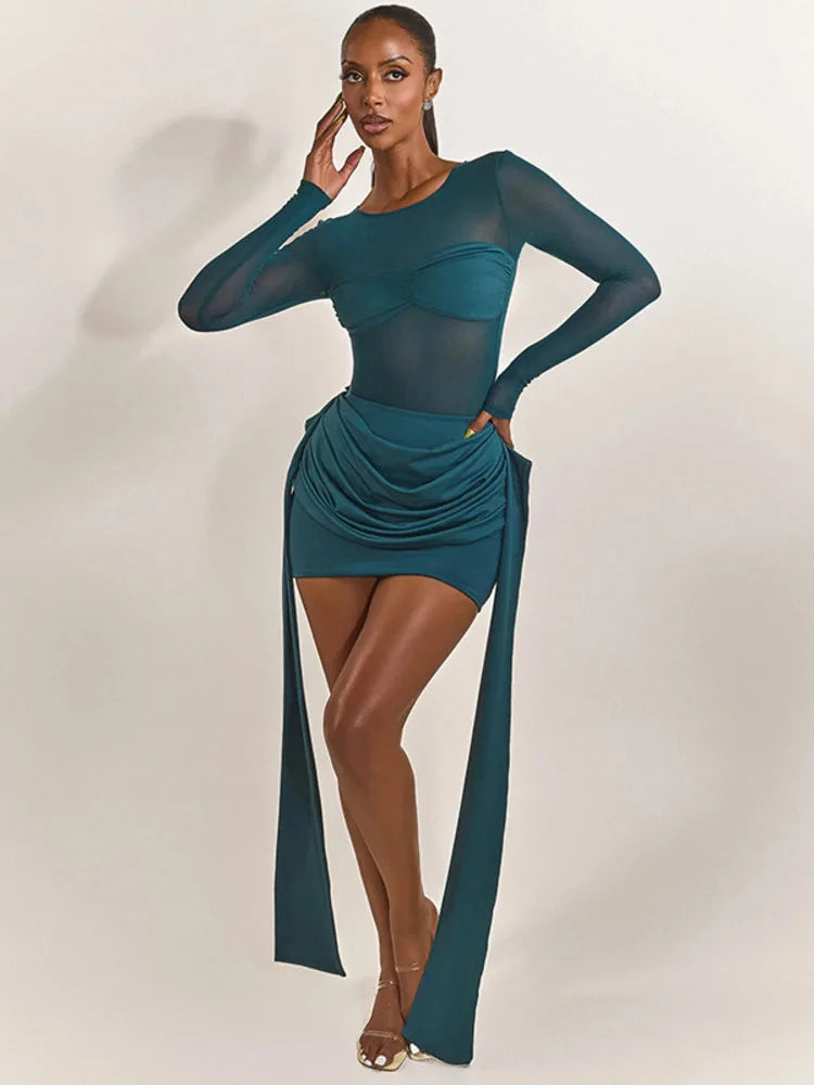 Seliora | Sheer Elegance Mini Dress