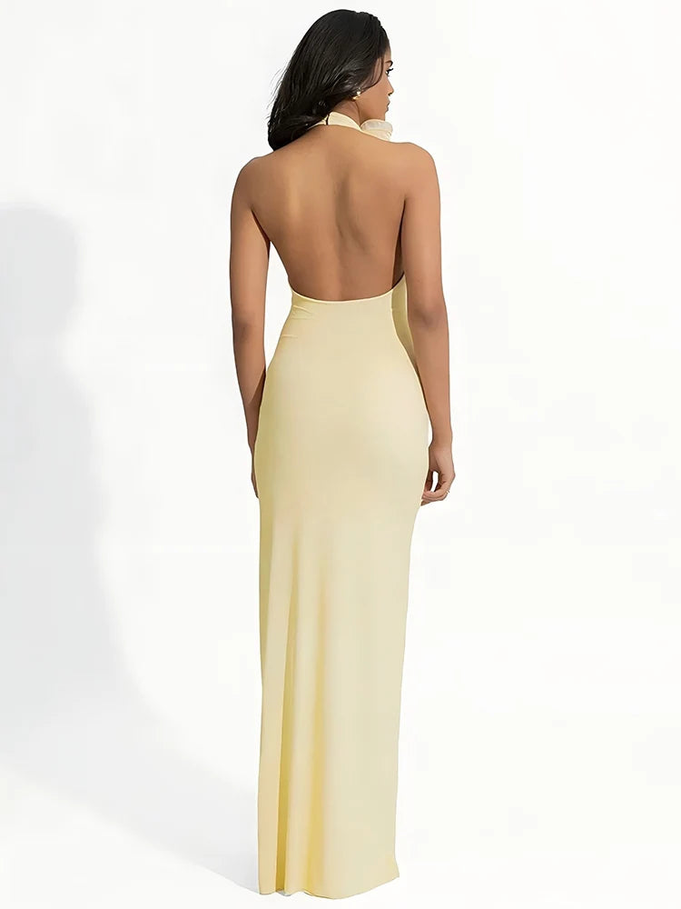 Maravelle | Floral Halter Maxi Dress